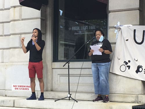 ASL Interpreter, Brandon Kazen-Maddox, and Event Organizer, Deb Opramolla