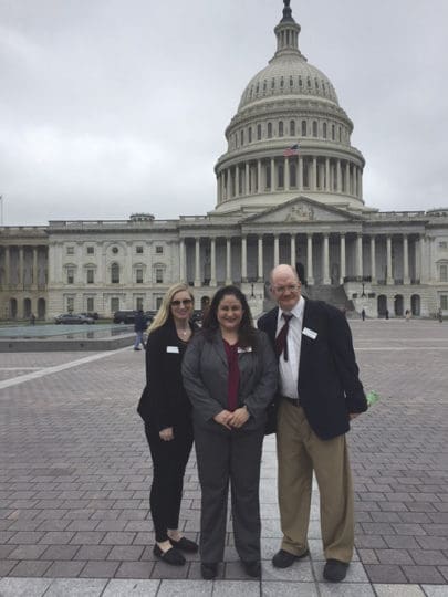 Deodonne Bhattarai, Isadora Rodriguez-Legendre, and Peter Fleming at the Capital Building in Washington DC during the Disability Policy Seminar.