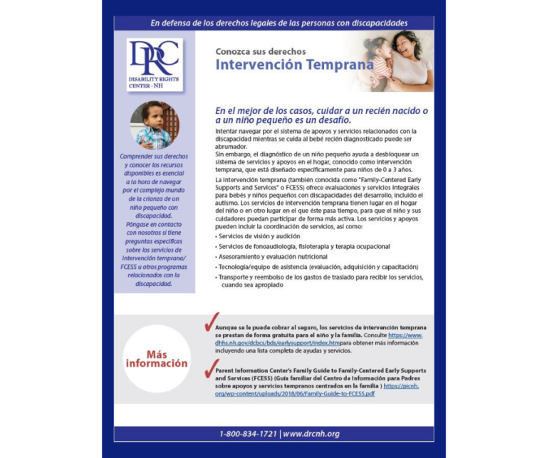 Front page of Early Intervention Spanish language flyer