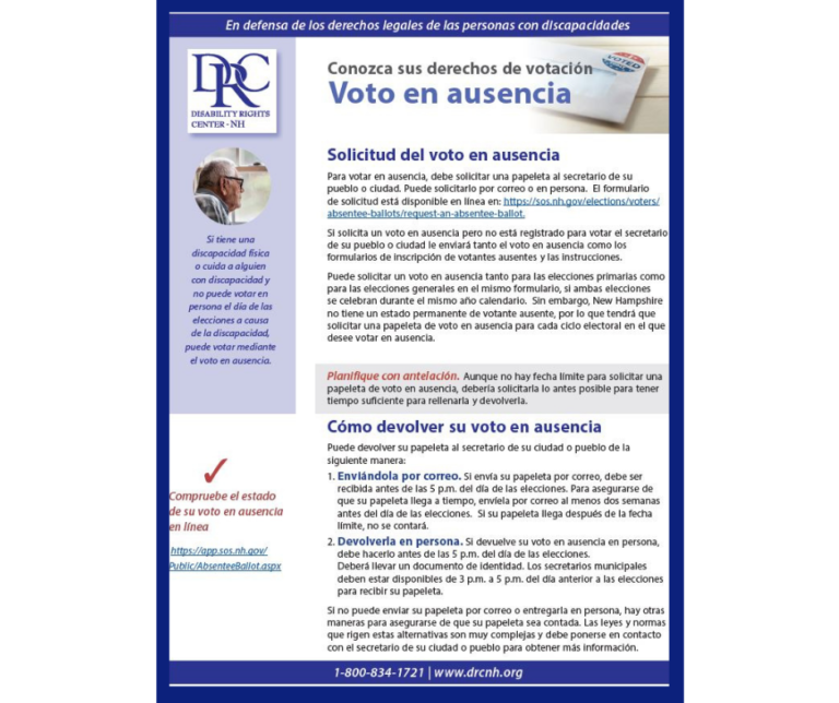Front page of Absentee Voting Spanish language flyer